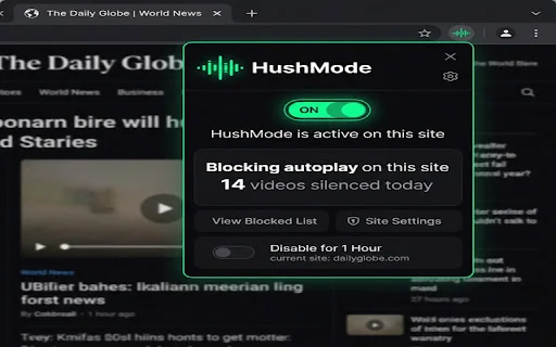 HushMode ডাউনলোড করুন – অটো-প্লে ভিডিও এবং অডিও বন্ধ করুন - Screenshot 2