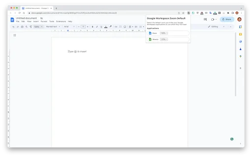 Default zoom for Google Workspace ডাউনলোড করুন – অটো জুম ফিচার - Screenshot 1