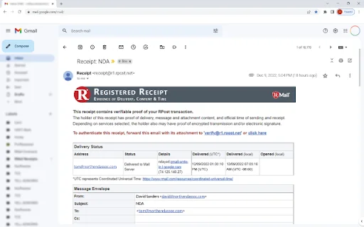 Gmail-এর জন্য RPost ডাউনলোড করুন – নিরাপদ ও আইনি ইমেল ট্র্যাকিং - Screenshot 1