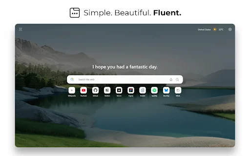 Fluent New Tab ডাউনলোড করুন – আধুনিক ও কাস্টমাইজযোগ্য ড্যাশবোর্ড - Screenshot 1