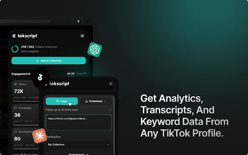 Tokscript ডাউনলোড করুন – TikTok ভিডিও ট্রান্সক্রিপ্ট ও অ্যানালিটিক্স টুল - Screenshot 4