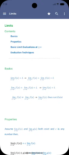 Calculus Quick Reference ডাউনলোড করুন – সেরা ক্যালকুলাস গাইড - Screenshot 2