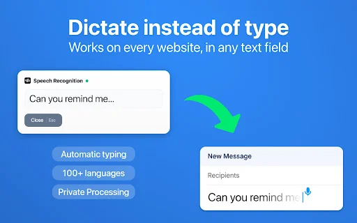 Typing Through Voice ডাউনলোড করুন – দ্রুত ভয়েস টাইপিং এক্সটেনশন - Screenshot 1