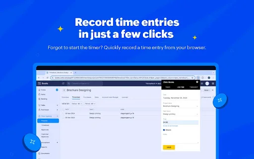 Zoho Books Timer ডাউনলোড করুন – প্রজেক্ট টাইম ট্র্যাকিং টুল - Screenshot 4