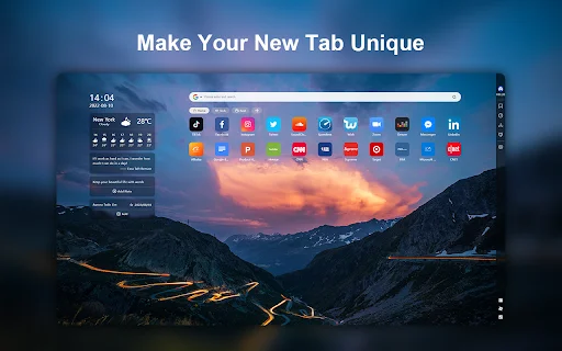 Aurora: Productive and Cozy New Tab – ব্রাউজার ট্যাব কাস্টমাইজ করুন - Screenshot 1