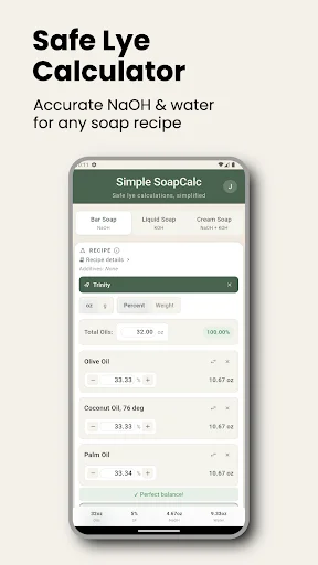 Soap Calculator – SoapCalc ডাউনলোড করুন – সেরা লাই ক্যালকুলেটর - Screenshot 1