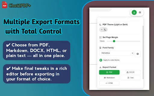 AI Exporter ডাউনলোড করুন – ChatGPT চ্যাট PDF ও DOCX হিসেবে সংরক্ষণ করুন - Screenshot 3