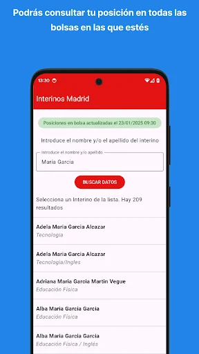 Interinos Madrid. Educación ডাউনলোড করুন – আসল পজিশন চেক করুন - Screenshot 2