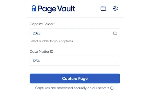 Page Vault ডাউনলোড করুন – আইনি প্রমাণের জন্য ওয়েব ক্যাপচার টুল - Screenshot 1