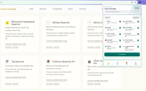 Site Data Cleaner: Cache & Cookies ডাউনলোড করুন – ব্রাউজার ডেটা দ্রুত মুছুন - Screenshot 1