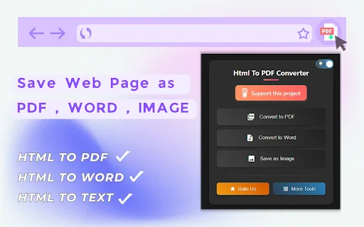 Web2PDF ডাউনলোড করুন – সেরা HTML থেকে PDF কনভার্টার ক্রোম এক্সটেনশন - Screenshot 1