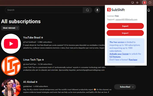 SubShift ডাউনলোড করুন – ইউটিউব সাবস্ক্রিপশন ট্রান্সফার করুন সহজে - Screenshot 1