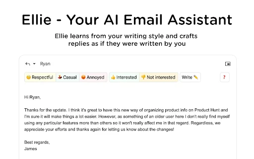 Ellie AI Email Assistant ডাউনলোড করুন – আপনার স্টাইলে রিপ্লাই - Screenshot 1