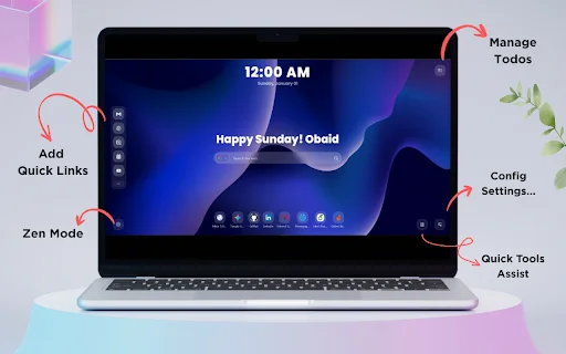 Glassy – New Tab ডাউনলোড করুন | সেরা প্রোডাক্টিভিটি ড্যাশবোর্ড - Screenshot 1