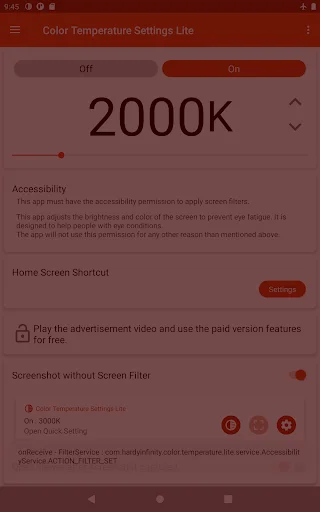 Color Temperature Setting Lite ডাউনলোড করুন – চোখের আরামের জন্য সেরা অ্যাপ - Screenshot 6