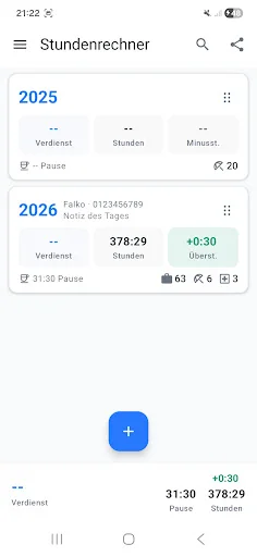 Stundenrechner Pro ডাউনলোড করুন – কাজের সময় হিসাবের সেরা অ্যাপ - Screenshot 1