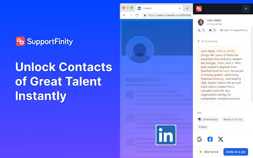 Get Email and Phone Number From LinkedIn – SupportFinity Download - Screenshot 1