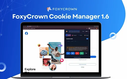 FoxyCrown Cookie Manager ডাউনলোড করুন – দ্রুত ফেসবুক লগইন টুল - Screenshot 1
