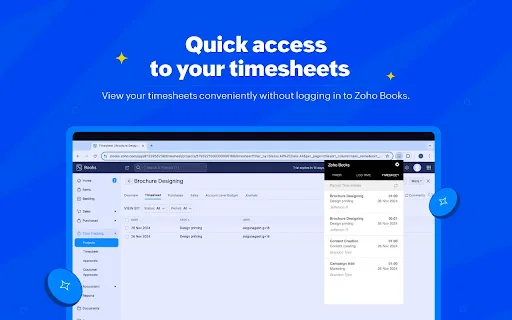 Zoho Books Timer ডাউনলোড করুন – প্রজেক্ট টাইম ট্র্যাকিং টুল - Screenshot 2