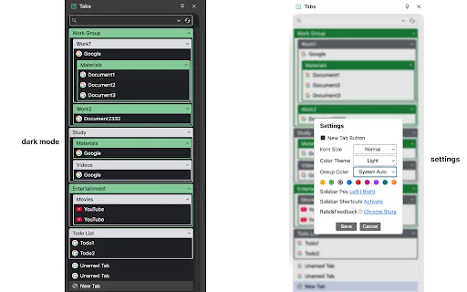 Vertical SidePanel Tab Group Manager ডাউনলোড করুন – সেরা ট্যাব ম্যানেজমেন্ট - Screenshot 4