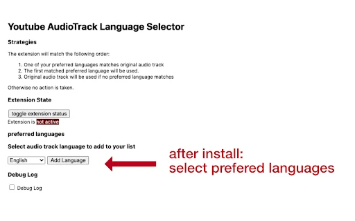 YouTube Audio Selector ডাউনলোড করুন – ইউটিউবে অডিও ভাষা পরিবর্তন করুন - Screenshot 1