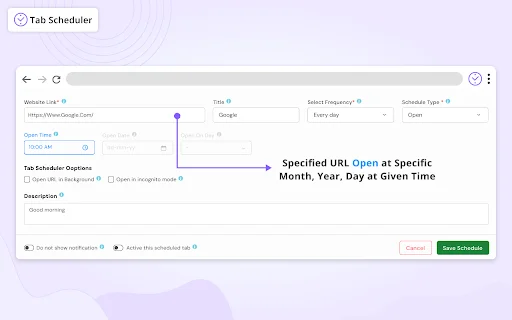 Tab Scheduler ডাউনলোড করুন – ব্রাউজার ট্যাব অটোমেশন টুল - Screenshot 2