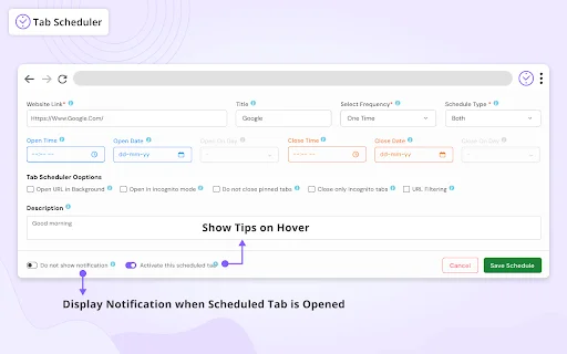 Tab Scheduler ডাউনলোড করুন – ব্রাউজার ট্যাব অটোমেশন টুল - Screenshot 5