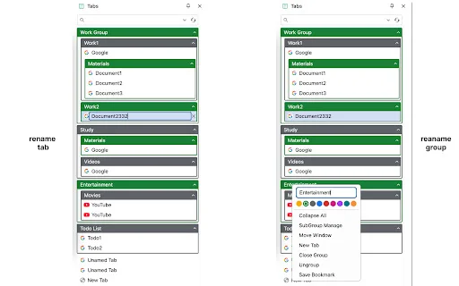 Vertical SidePanel Tab Group Manager ডাউনলোড করুন – সেরা ট্যাব ম্যানেজমেন্ট - Screenshot 2