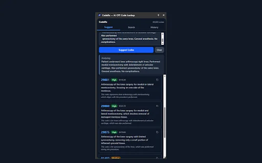 CodeRx ডাউনলোড করুন: এআই-চালিত মেডিকেল কোডিং এবং সিপিটি লুকআপ টুল - Screenshot 1