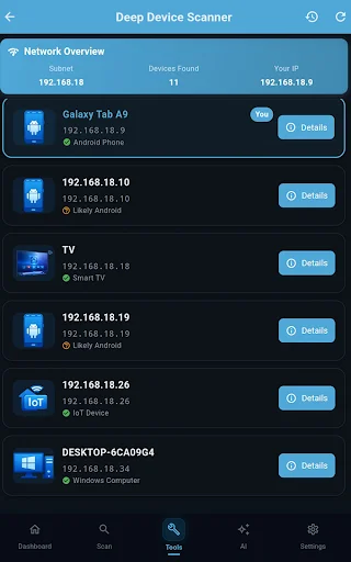 WiFiSet ডাউনলোড করুন – সেরা ওয়াইফাই স্ক্যানার ও নেটওয়ার্ক টুলস - Screenshot 11